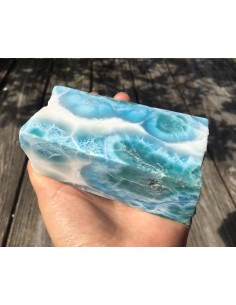 Larimar pulido 655 g – Cubo azul caribeño | Exclusive Minerals