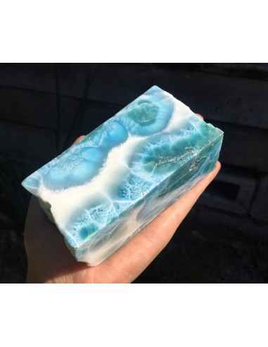Larimar pulido 655 g – Cubo azul caribeño | Exclusive Minerals